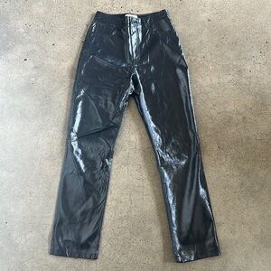 Abercrombie patent leather 90s straight pants in navy.